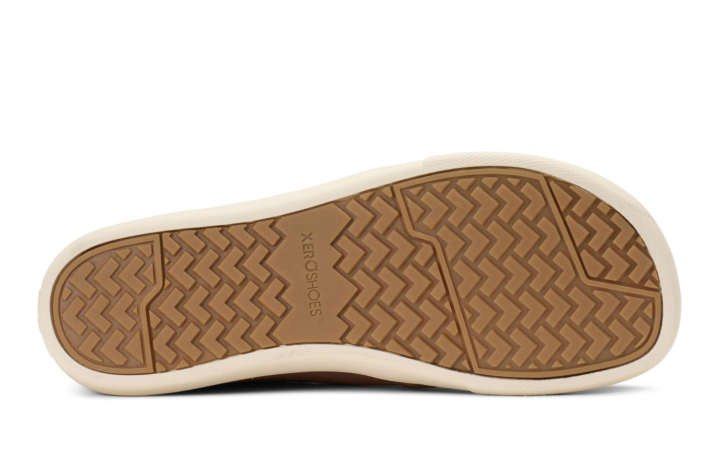 Xero Shoes Canada, specifically men’s barefoot shoes Canada. These minimalist shoes have flexible soles, wide toe boxes, and zero drop. Sole view of Xero Men's Dilllon Leather Loaer in Black. Dressy flat.