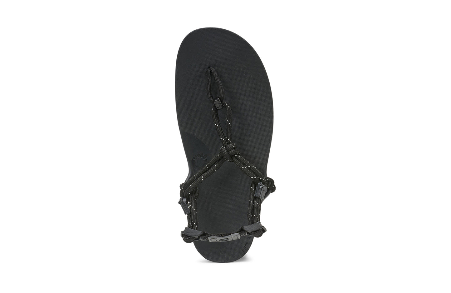 Xero Shoes Canada, specifically women’s barefoot shoes Canada. These minimalist shoes have flexible soles, wide toe boxes, and zero drop. Top view of Xero Women's Genesis in Black. Lightweight, packable, travel-friendly sandal.