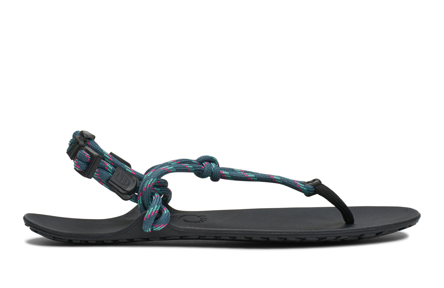 Xero Shoes Canada, specifically women’s barefoot shoes Canada. These minimalist shoes have flexible soles, wide toe boxes, and zero drop. Side view of Xero Women's Genesis in Sea Moss. Lightweight, packable, travel-friendly sandal.