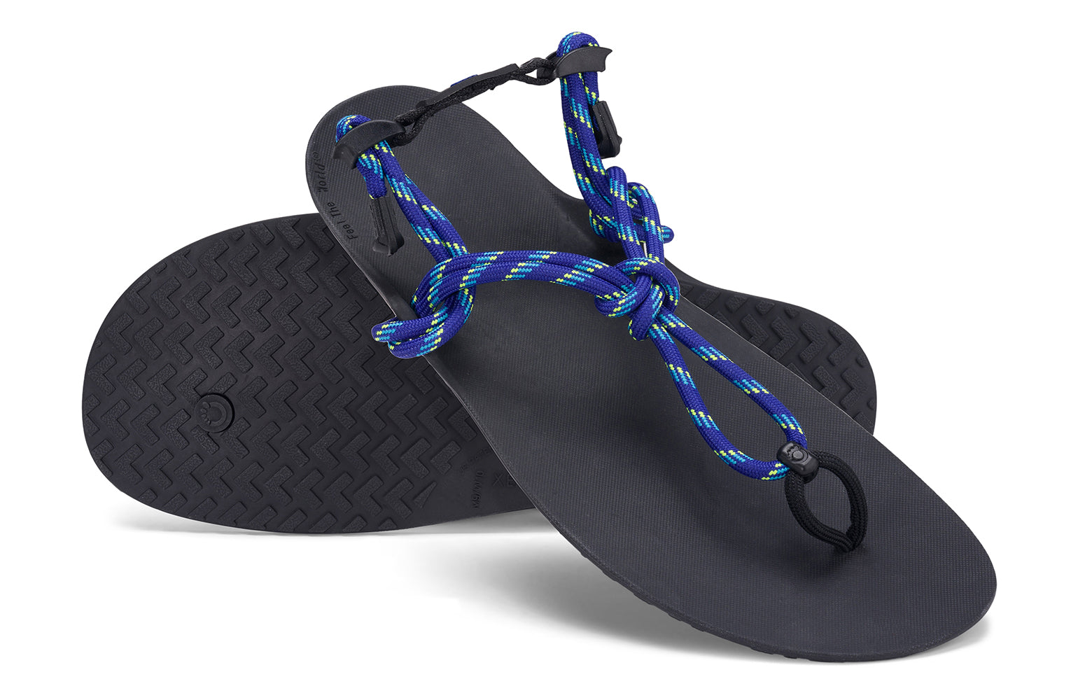 Xero Shoes Canada, specifically men’s barefoot shoes Canada. These minimalist shoes have flexible soles, wide toe boxes, and zero drop. Angled pair view of Xero Men's Genesis in Sodalite Blue. Lightweight, packable, travel-friendly sandal.