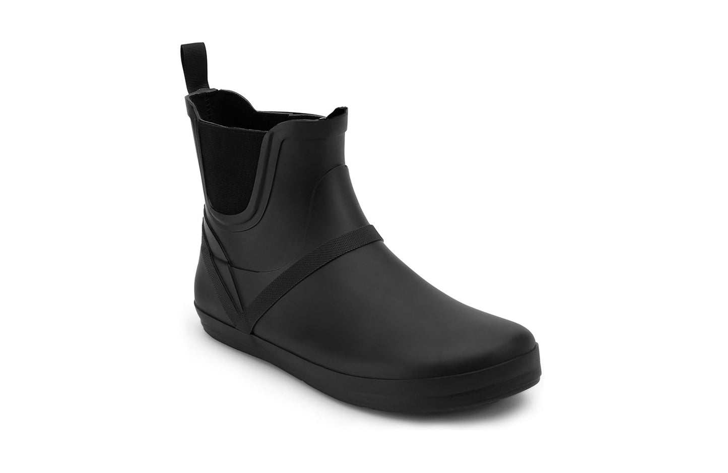 Xero Shoes Canada, specifically women’s barefoot shoes Canada. These minimalist shoes have flexible soles, wide toe boxes, and zero drop. Angled view of Xero Women's Gracie in Black. Fun and comfy rain boot.
