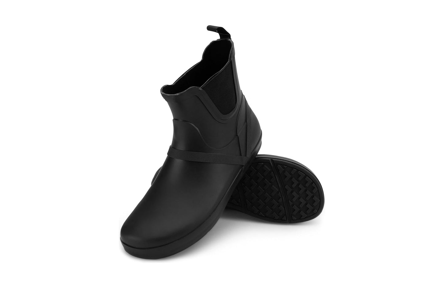 Xero Shoes Canada, specifically women’s barefoot shoes Canada. These minimalist shoes have flexible soles, wide toe boxes, and zero drop. Angled pair view of Xero Women's Gracie in Black. Fun and comfy rain boot.