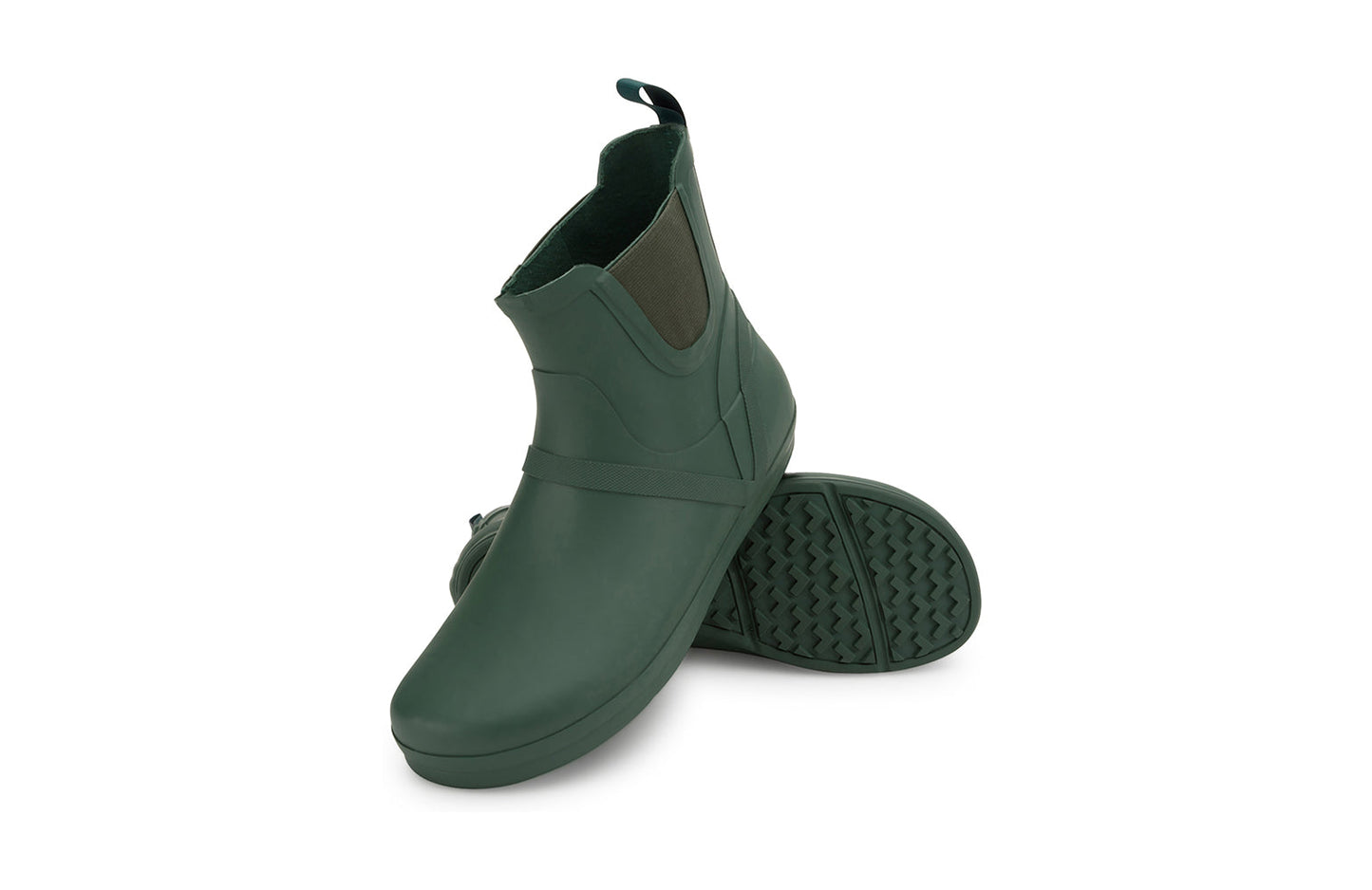 Xero Shoes Canada, specifically women’s barefoot shoes Canada. These minimalist shoes have flexible soles, wide toe boxes, and zero drop. Angled pair view of Xero Women's Gracie in Hunter. Fun and comfy rain boot.