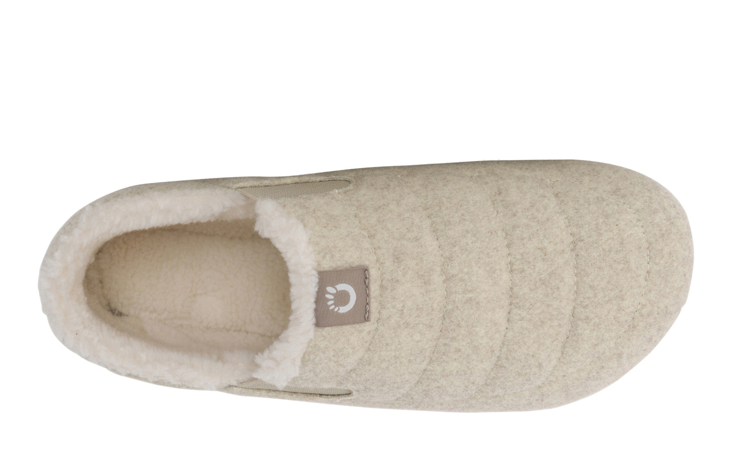 Xero Shoes Canada, specifically men’s barefoot shoes Canada. These minimalist shoes have flexible soles, wide toe boxes, and zero drop. Top view of Xero Men's Pagosa Cozy in Marled Cream. Comfy fluffy slipper.