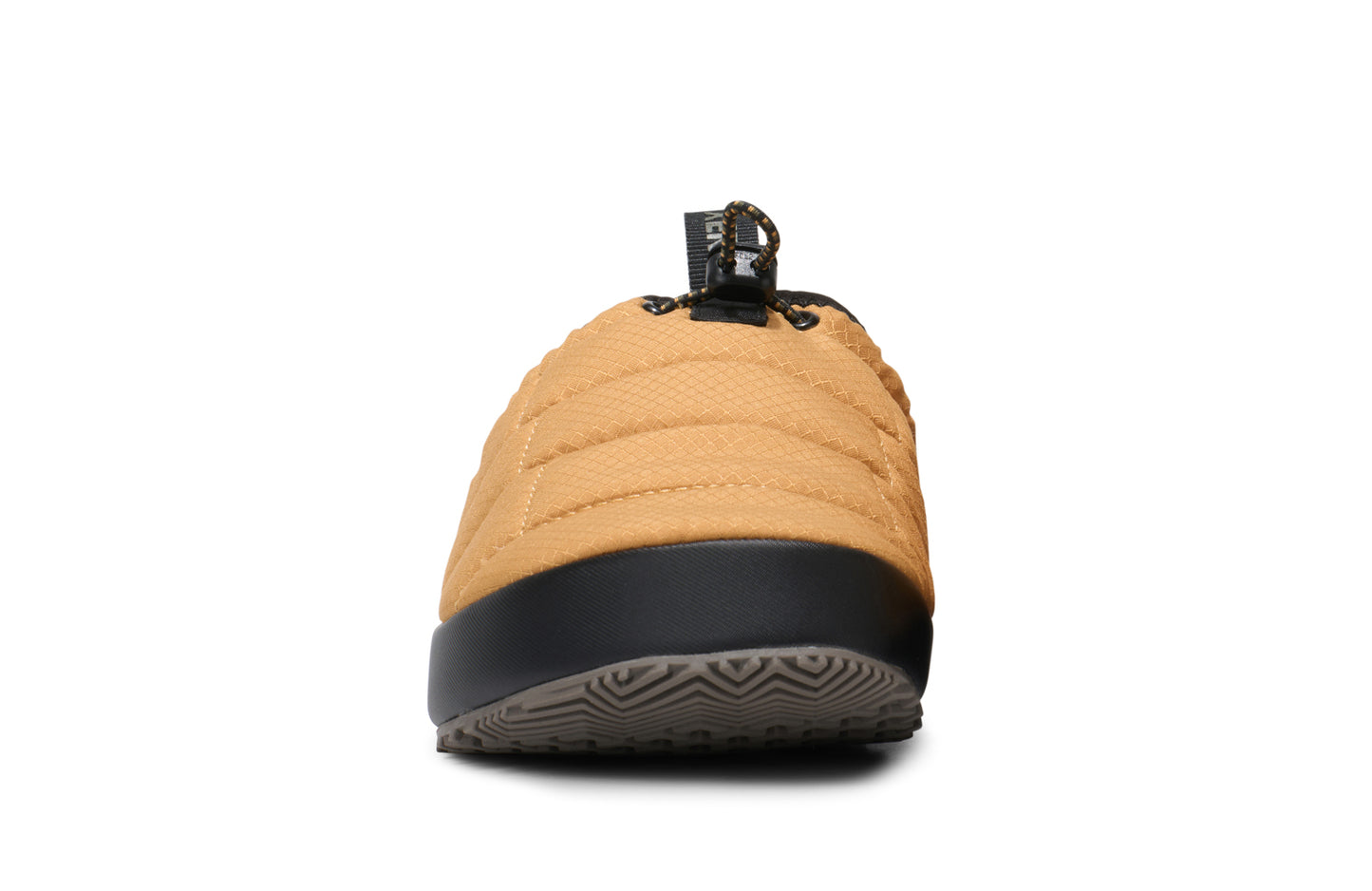 Xero Shoes Canada, specifically men’s barefoot shoes Canada. These minimalist shoes have flexible soles, wide toe boxes, and zero drop. Front view of Xero Men's Pagosa Fireside in Oak Buff. Comfy fluffy slipper.