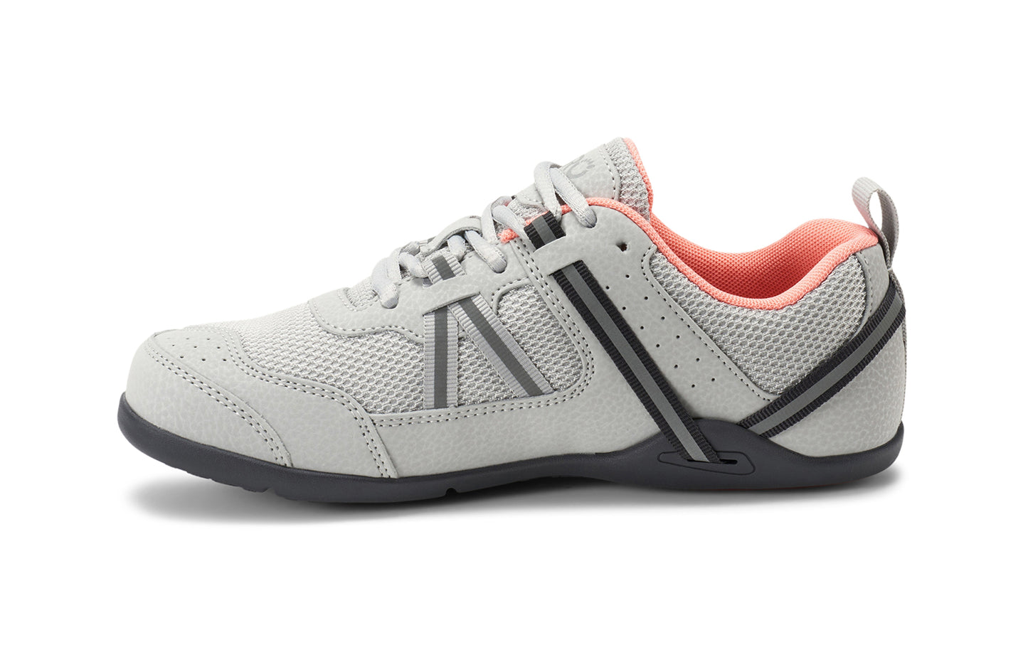 Xero Shoes Canada, specifically women’s barefoot shoes Canada. These minimalist shoes have flexible soles, wide toe boxes, and zero drop. Lateral side view of Xero Women's Prio in Lunar Rock. A running and fitness shoe.