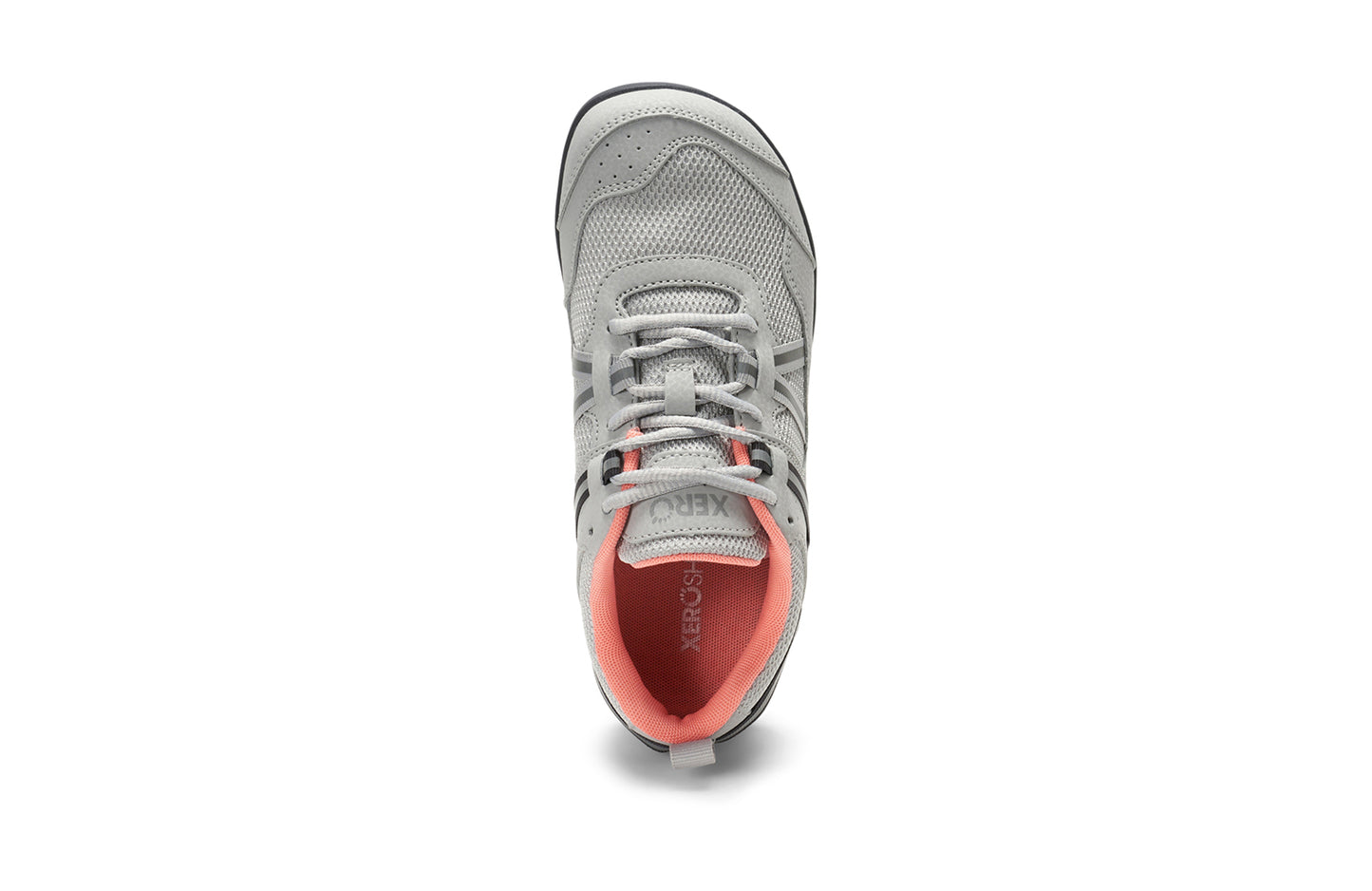 Xero Shoes Canada, specifically women’s barefoot shoes Canada. These minimalist shoes have flexible soles, wide toe boxes, and zero drop. Top view of Xero Women's Prio in Lunar Rock. A running and fitness shoe.