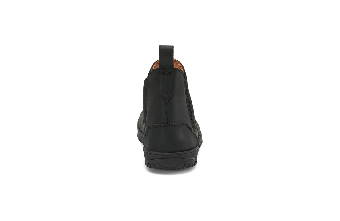 Xero Barefoot Shoes sold in Ontario, Canada. These minimalist shoes have flexible soles, wide toe boxes, and zero drop. Back view of Women's Ridgeway Chelsea in Black, a versatile boot.