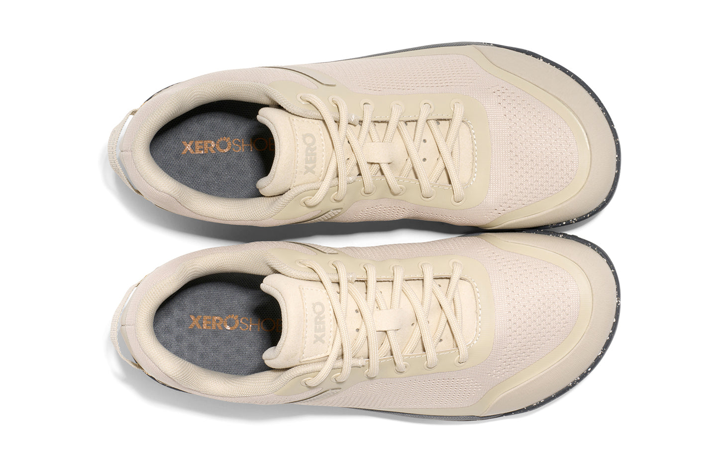 Xero Barefoot Shoes sold in Ontario, Canada. These minimalist shoes have flexible soles, wide toe boxes, and zero drop. Top view of Xero Women's Ridgeway Mesh Low in Fog, a multipurpose hiker.