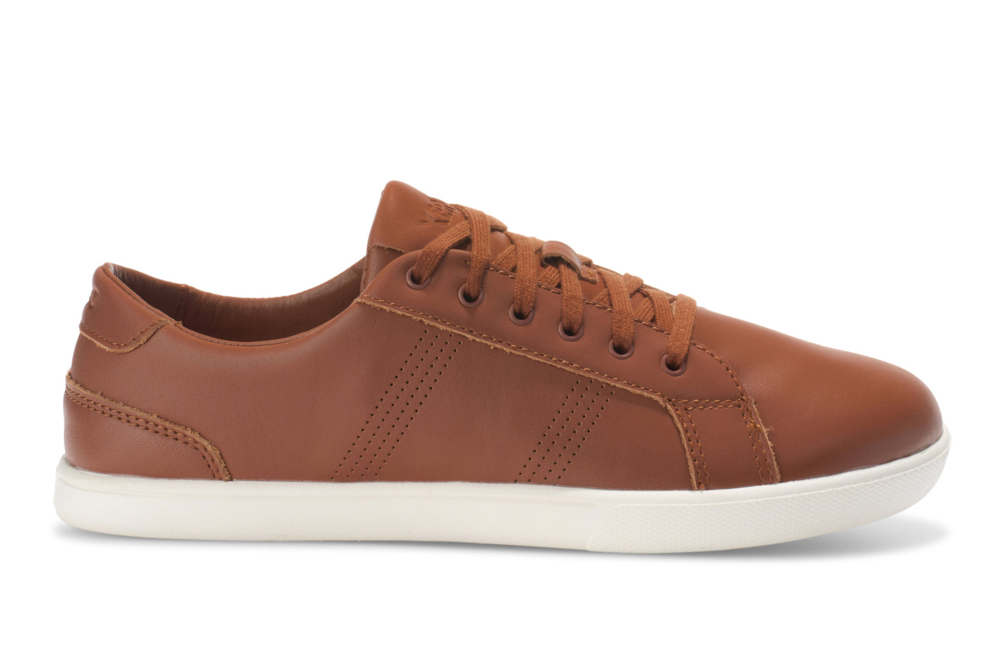 Xero Shoes Canada, specifically women’s barefoot shoes Canada. These minimalist shoes have flexible soles, wide toe boxes, and zero drop. Side view of Women's Dillon Leather in Mocha Bisque. A classic leather sneaker.