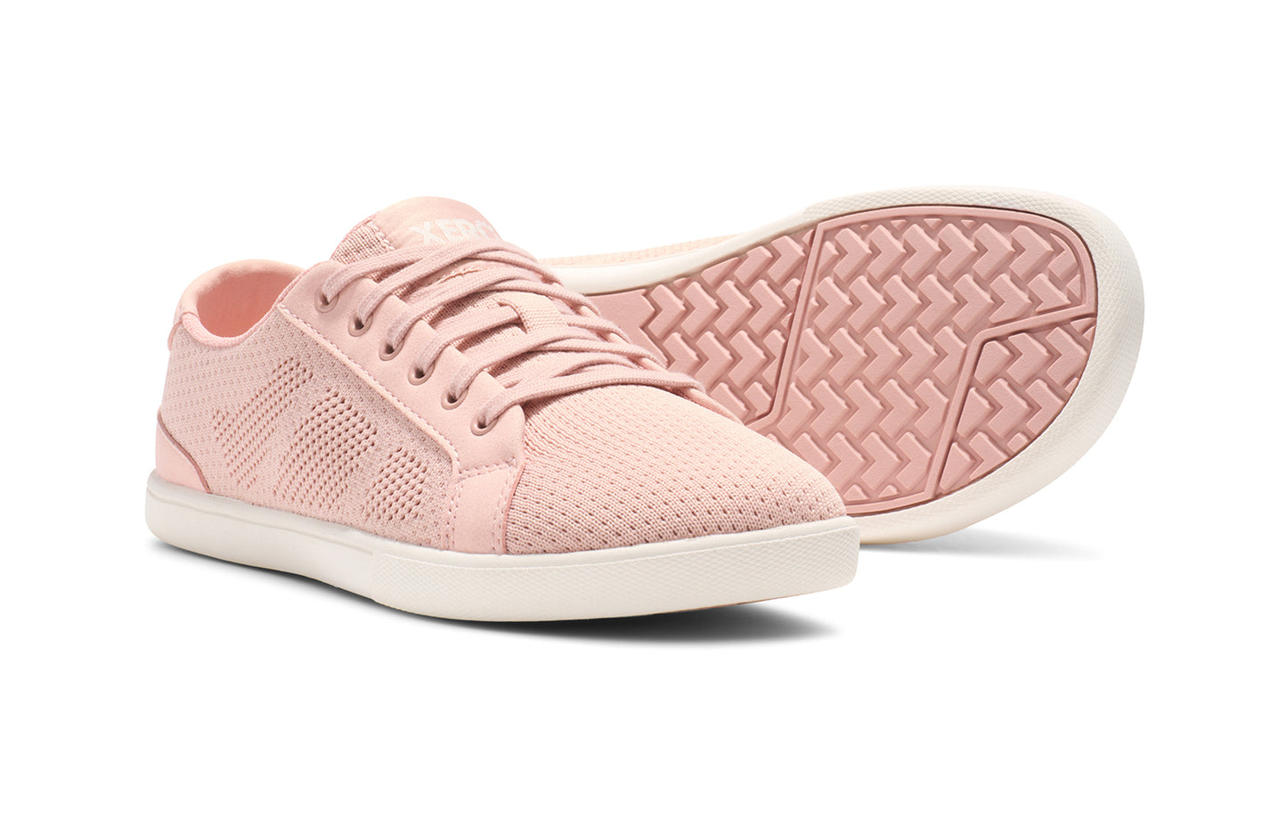 Xero Shoes Canada, specifically women’s barefoot shoes Canada. These minimalist shoes have flexible soles, wide toe boxes, and zero drop. Pair view of Xero Women's Dillon in Pink Sand. Classic, casual sneaker