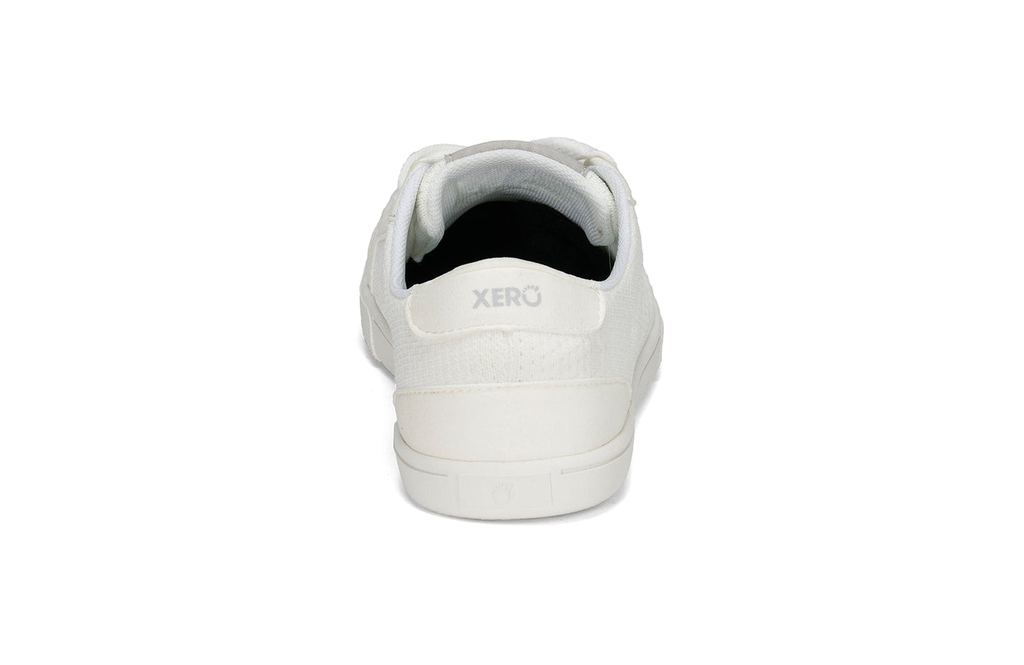 Xero Shoes Canada, specifically women’s barefoot shoes Canada. These minimalist shoes have flexible soles, wide toe boxes, and zero drop. Back view of Xero Women's Dillon in White. Classic, casual sneaker