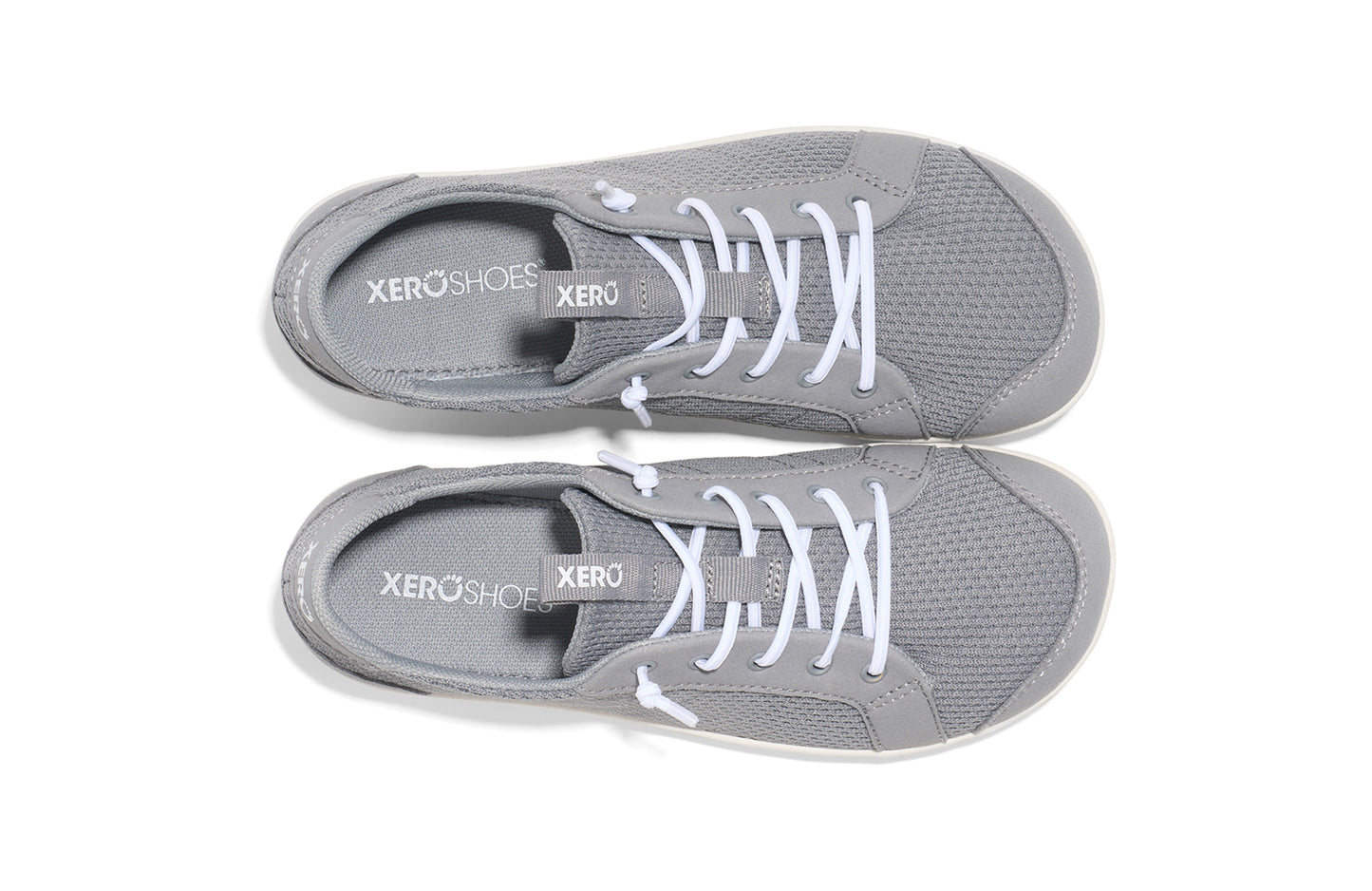 Xero Shoes Canada, barefoot shoes for kids. These minimalist shoes have flexible soles, wide toe boxes, and zero drop. Top view of Xero Big Kid's Dillon in Alloy, a classic sneaker.