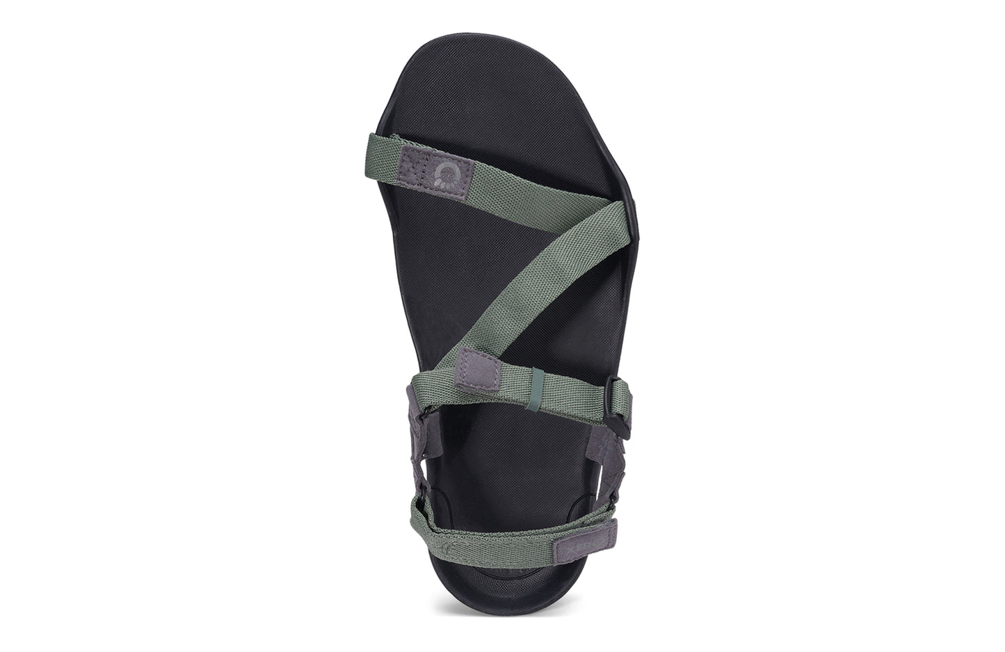 Xero Barefoot Shoes sold in Ontario, Canada. These minimalist shoes have flexible soles, wide toe boxes, and zero drop. Top view of Xero Men's Z-Trek in Forest, a lightweight packable sport sandal.