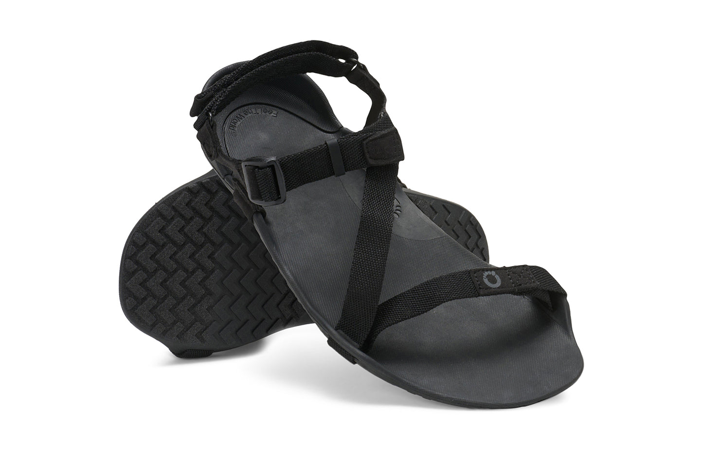 Xero Barefoot Shoes sold in Ontario, Canada. These minimalist shoes have flexible soles, wide toe boxes, and zero drop. Pair view of Xero Women's Z-Trek in Black, a lightweight packable sport sandal.