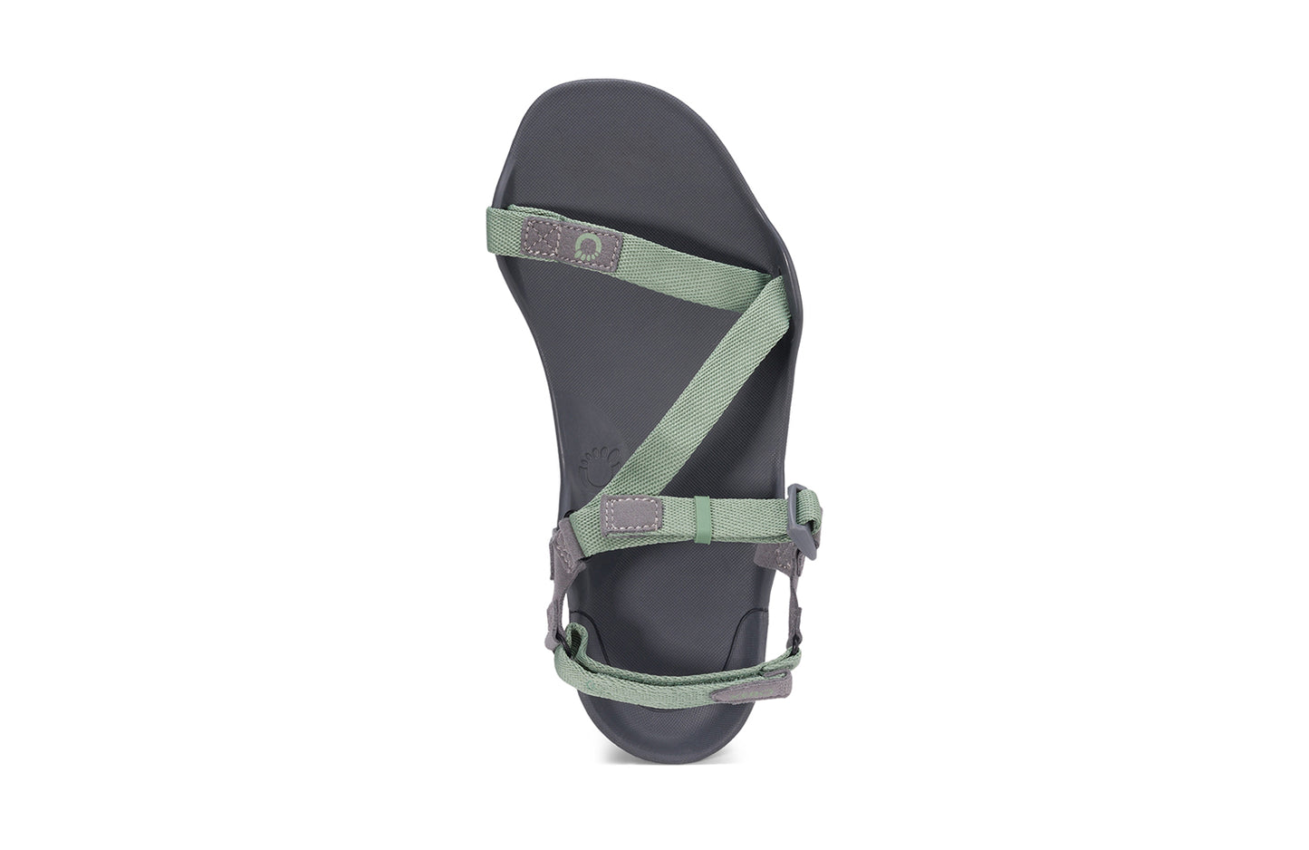 Xero Barefoot Shoes sold in Ontario, Canada. These minimalist shoes have flexible soles, wide toe boxes, and zero drop. Top view of Xero Women's Z-Trek in Green, a lightweight packable sport sandal.