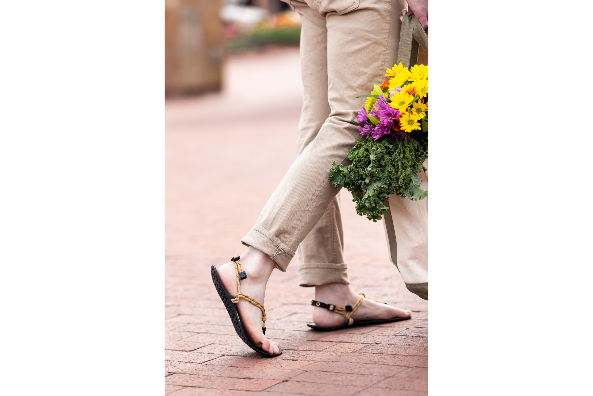 Xero Shoes Canada, specifically men’s barefoot shoes Canada. Man wearing Genesis with pants
