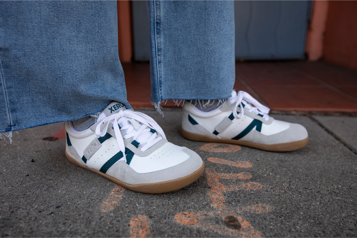 Xero Shoes Canada, specifically women’s barefoot shoes Canada. Woman wearing Kelsos with jeans