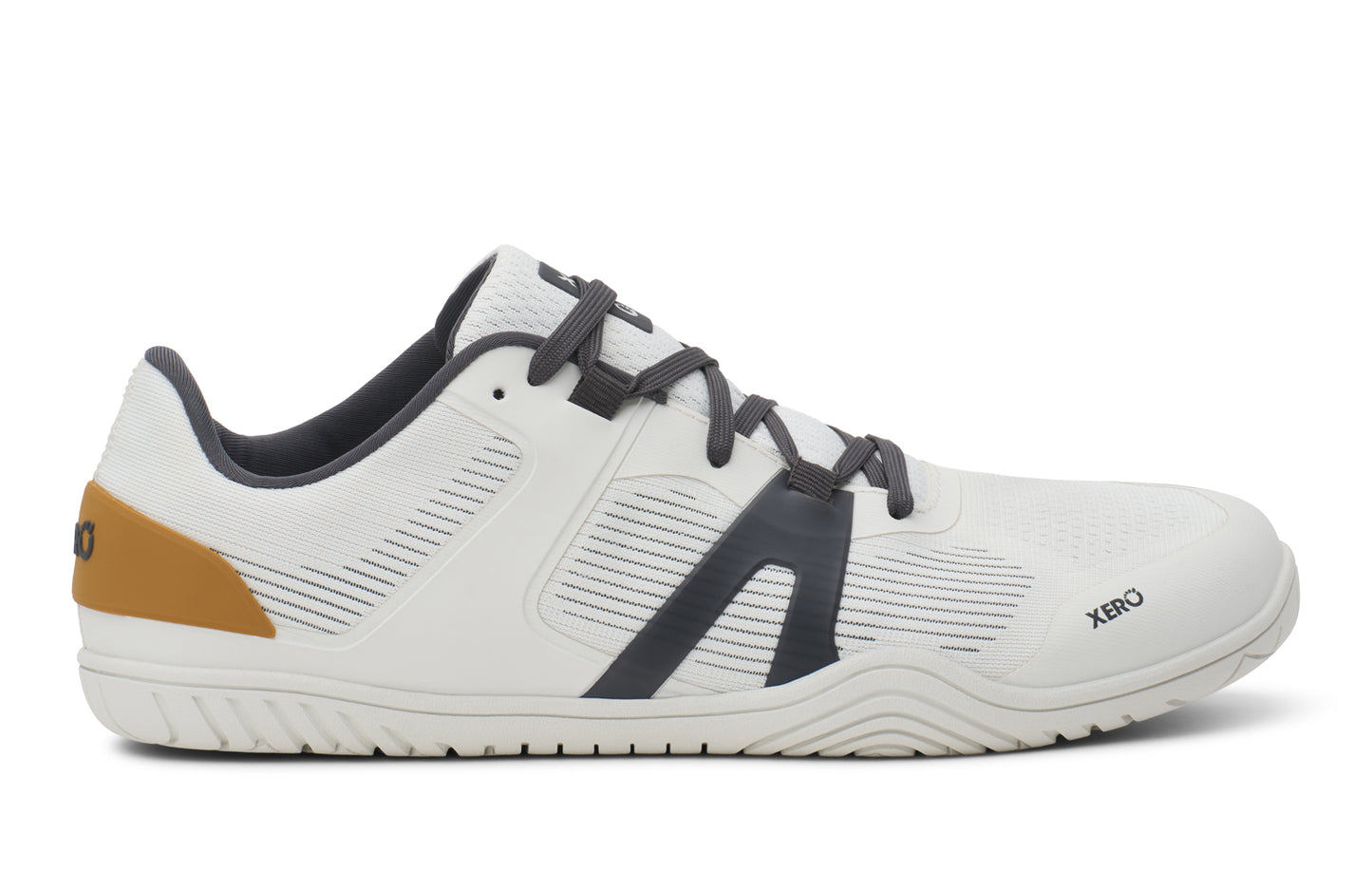 White athletic shoe with black accents on a white background. Tru Stride Co brings Xero Shoes to Canada