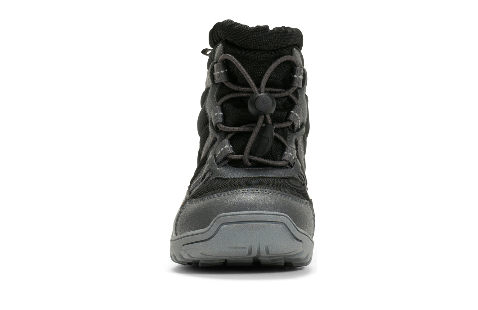 Black hiking boot with gray sole on a white background.  Tru Stride Co brings Xero shoes to Canada