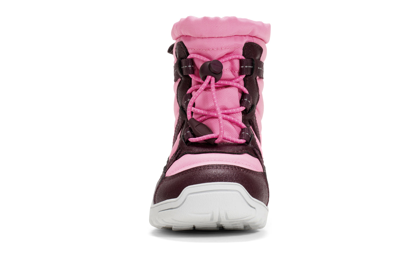 Pink and brown kids winter boot on a white background.  Tru Stride Co brings Xero shoes to Canada