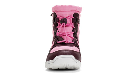Pink and brown kids winter boot on a white background.  Tru Stride Co brings Xero shoes to Canada