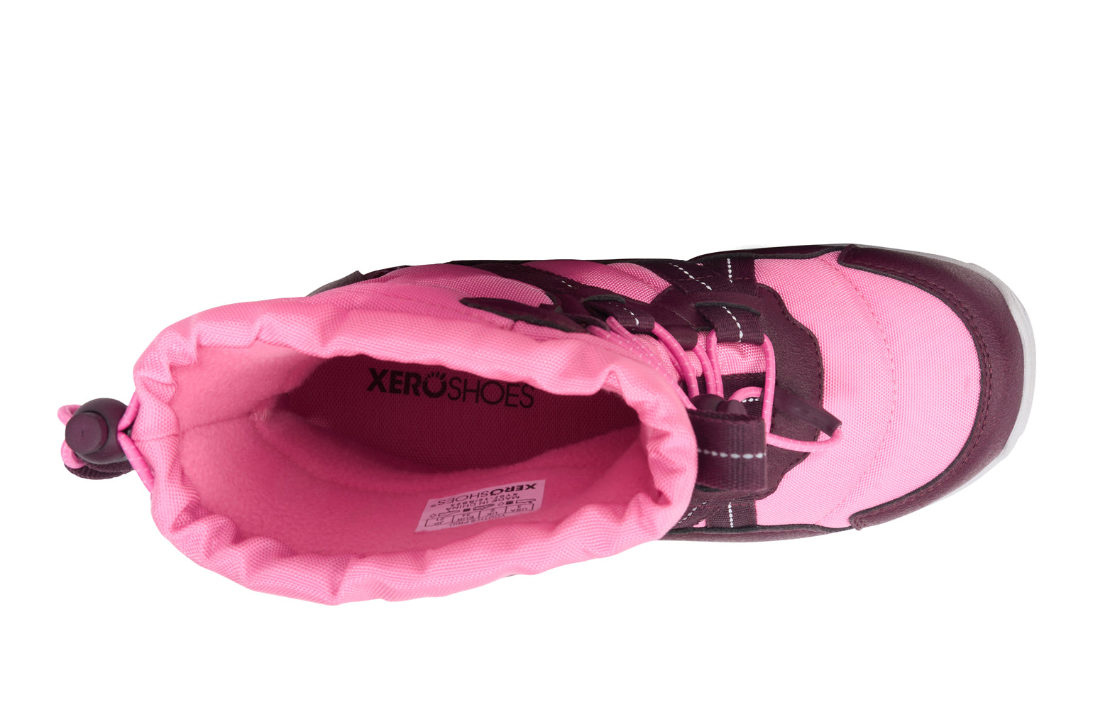 Pink and black XeroShox shoe on a white background.  Tru Stride Co brings Xero shoes to Canada