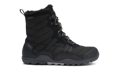 Black winter boot with fur lining on a white background.  Tru Stride Co brings Xero shoes to Canada