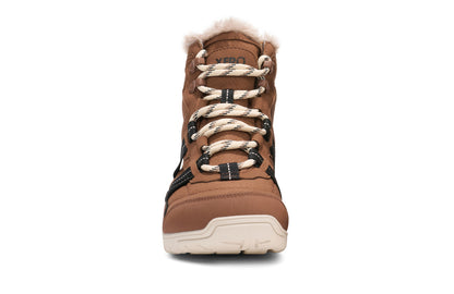Brown winter boot with fur lining on a white background.  Tru Stride Co brings Xero shoes to Canada