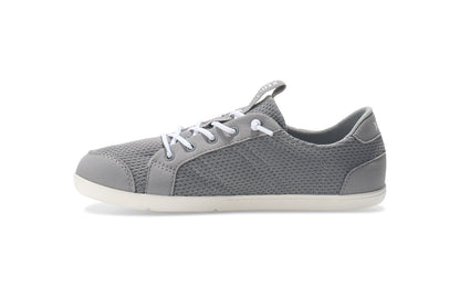 Xero Shoes Canada, barefoot shoes for kids. These minimalist shoes have flexible soles, wide toe boxes, and zero drop. Side view of Xero Big Kid's Dillon in Alloy, a classic sneaker.