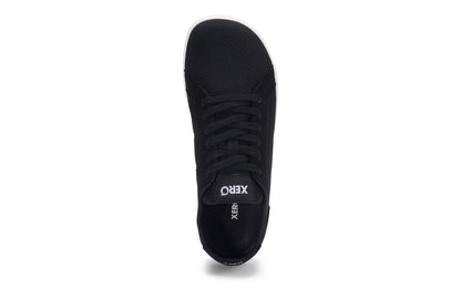 Xero Shoes Canada, specifically men’s barefoot shoes Canada. These minimalist shoes have flexible soles, wide toe boxes, and zero drop. Top view of Xero Men's Dillon in Black. Classic, casual sneaker