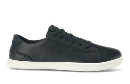 Xero Shoes Canada, specifically women’s barefoot shoes Canada. These minimalist shoes have flexible soles, wide toe boxes, and zero drop. Side view of Women's Dillon Leather in Black. A classic leather sneaker. 