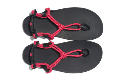 Xero Shoes Canada, specifically women’s barefoot shoes Canada. These minimalist shoes have flexible soles, wide toe boxes, and zero drop. Top view of Xero Women's Genesis in Raspberry. Lightweight, packable, travel-friendly sandal.  