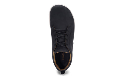Xero Shoes Canada, specifically men’s barefoot shoes Canada. These minimalist shoes have flexible soles, wide toe boxes, and zero drop. Top view of Xero Men's Glenn in Black/White. Dress casual leather shoe. 
