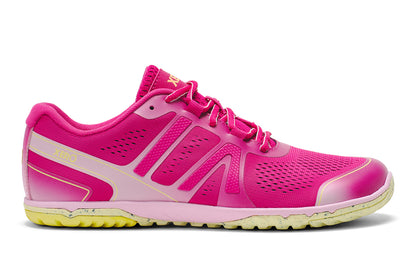 Pink athletic shoe with white sole on a white background.  Tru Stride Co brings Xero Shoes to Canada