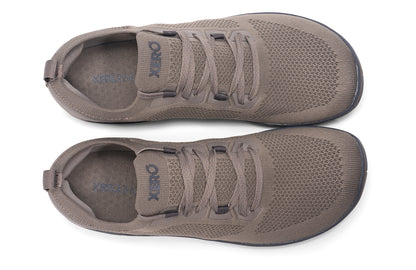 Xero Shoes Canada, specifically barefoot running shoes Canada. These minimalist shoes have flexible soles, wide toe boxes, and zero drop. Top view of Xero Men's Nexus Knit in Morel. An athletic, comfortable shoe.