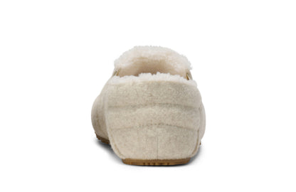 Xero Shoes Canada, specifically men’s barefoot shoes Canada. These minimalist shoes have flexible soles, wide toe boxes, and zero drop. Back view of Xero Women's Pagosa Cozy  in Marled Cream. Comfy fluffy slipper. 