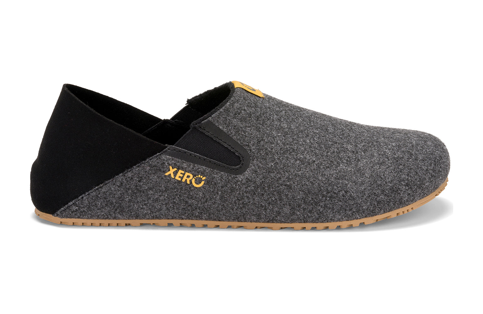 Xero Shoes Canada, specifically women’s barefoot shoes Canada. These minimalist shoes have flexible soles, wide toe boxes, and zero drop. Lateral side view of Xero Women's Pagosa in Black. Lightweight slipper. 