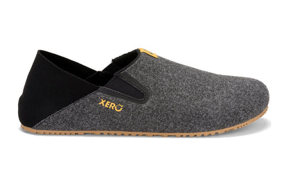 Xero Shoes Canada, specifically women’s barefoot shoes Canada. These minimalist shoes have flexible soles, wide toe boxes, and zero drop. Lateral side view of Xero Women's Pagosa in Black. Lightweight slipper. 