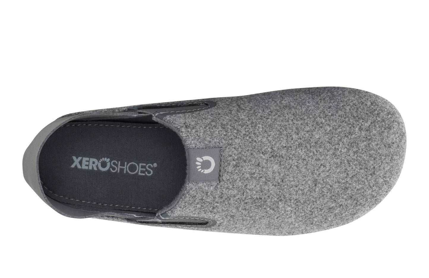 Xero Shoes Canada, specifically women’s barefoot shoes Canada. These minimalist shoes have flexible soles, wide toe boxes, and zero drop. Top view of Xero Women's Pagosa in Light Gray. Lightweight slipper. 