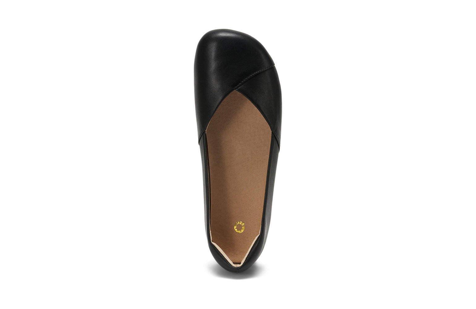 Xero Shoes Canada, specifically women’s barefoot shoes Canada. These minimalist shoes have flexible soles, wide toe boxes, and zero drop. Top view of Xero Women's Phoenix Leather in Black. Women's elegant flat. 