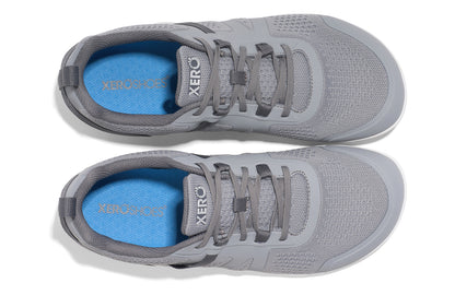 Xero Shoes Canada, specifically barefoot running shoes Canada. These minimalist shoes have flexible soles, wide toe boxes, and zero drop. Top view of Xero Men's Prio Neo in Alloy. Shoes made for performance and comfort. 