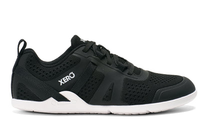 Black athletic shoe with 'Xero' branding on a white background.  Tru Stride Co brings Xero Shoes to Canada
