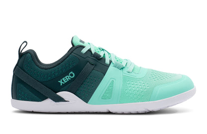 Mint green athletic shoe with black accents on a white background.  Tru Stride Co brings Xero Shoes to Canada