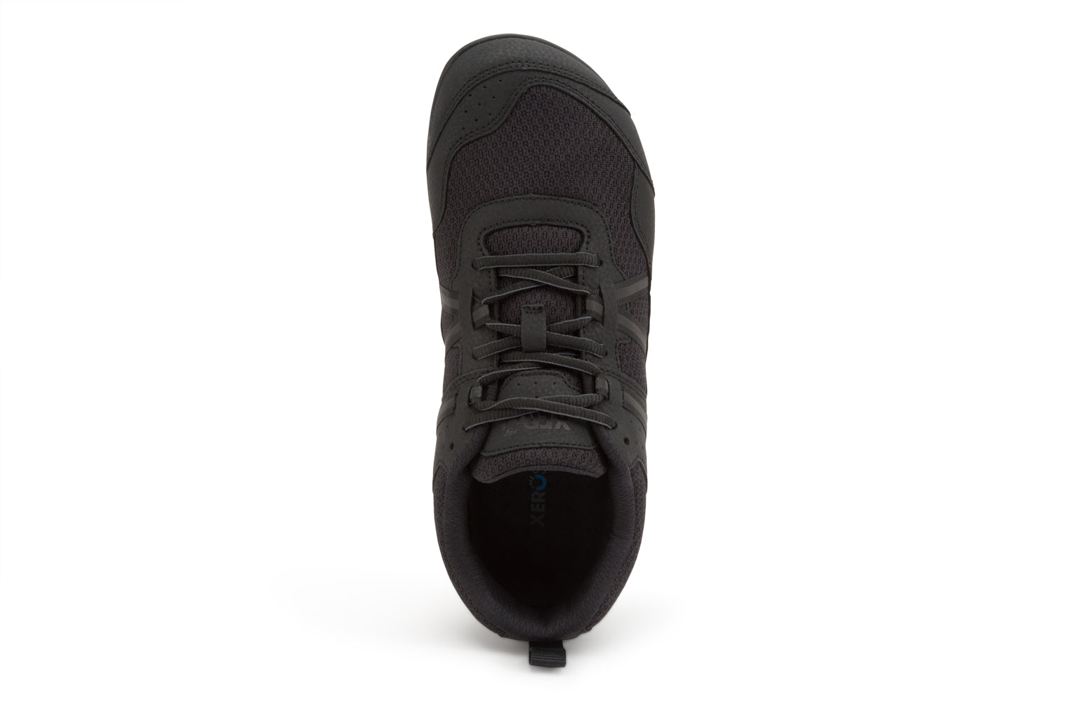 Xero Shoes Canada, specifically women’s barefoot shoes Canada. These minimalist shoes have flexible soles, wide toe boxes, and zero drop. Top view of Xero Women's Prio in Black. A running and fitness shoe. 