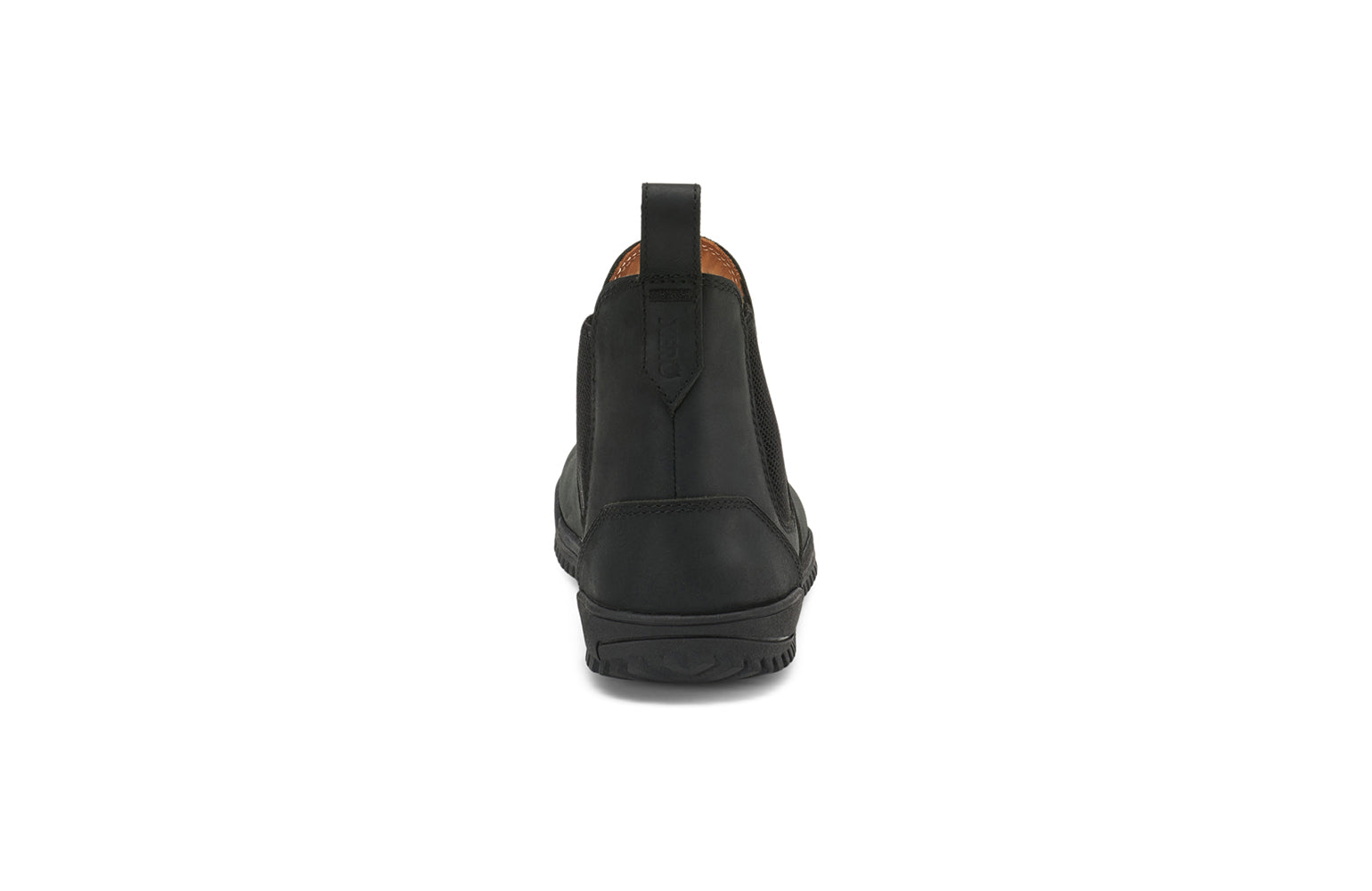 Xero Barefoot Shoes sold in Ontario, Canada. These minimalist shoes have flexible soles, wide toe boxes, and zero drop. Back view of Women's Ridgeway Chelsea in Black, a versatile boot.