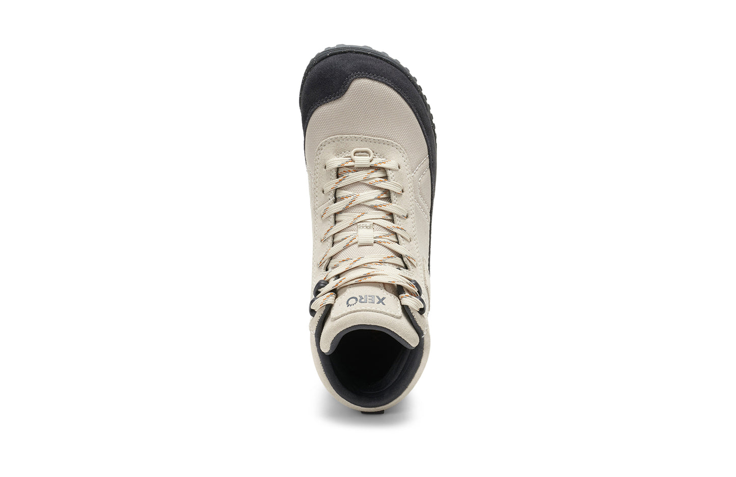 Xero Shoes Canada, specifically barefoot hiking shoes Canada. These minimalist shoes have flexible soles, wide toe boxes, and zero drop. Top view of Xero Women's Ridgeway in Fog. Retro-Inspired waterproof hiker.  
