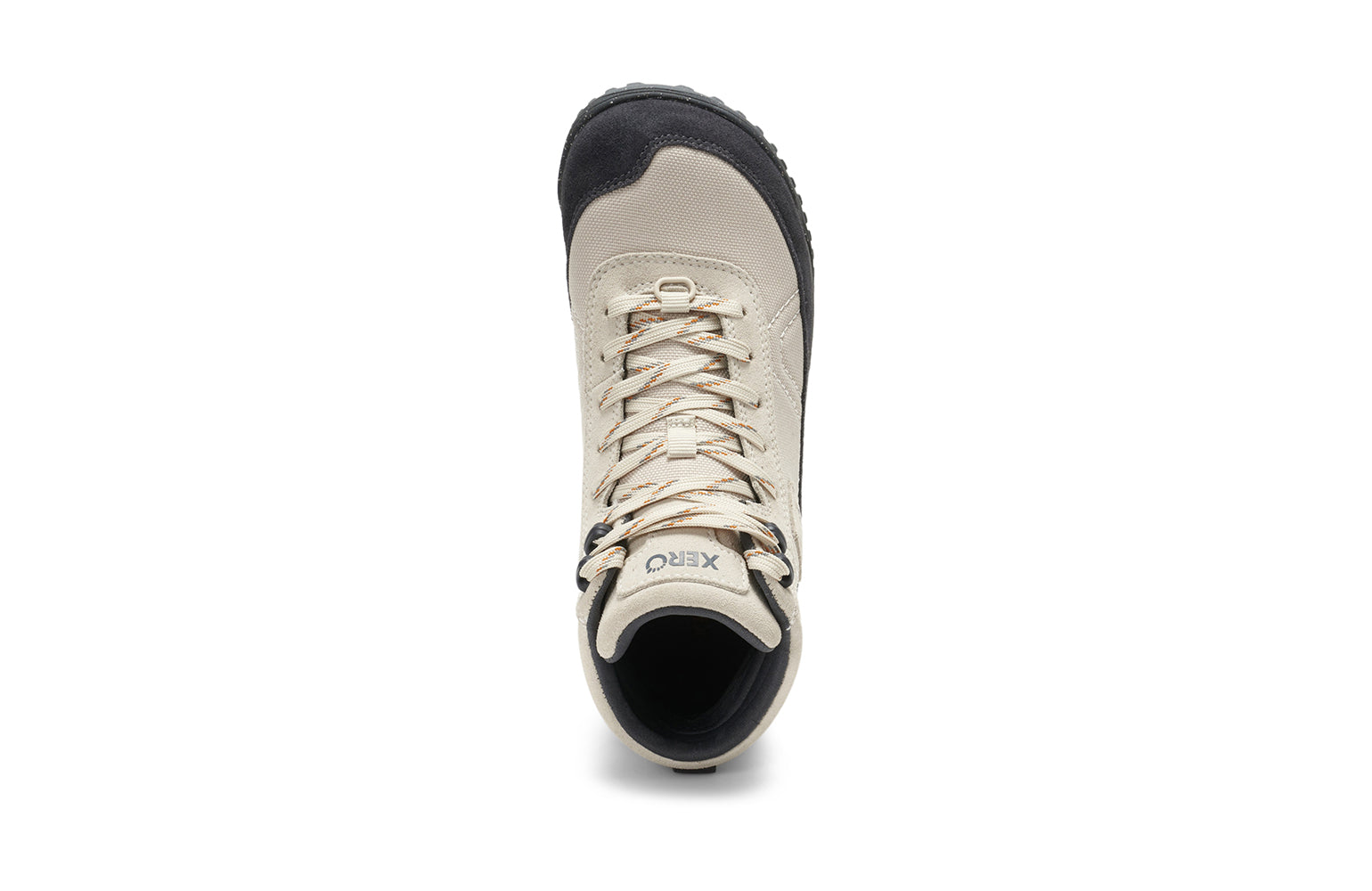 Xero Shoes Canada, specifically barefoot hiking shoes Canada. These minimalist shoes have flexible soles, wide toe boxes, and zero drop. Top view of Xero Women's Ridgeway in Fog. Retro-Inspired waterproof hiker.  