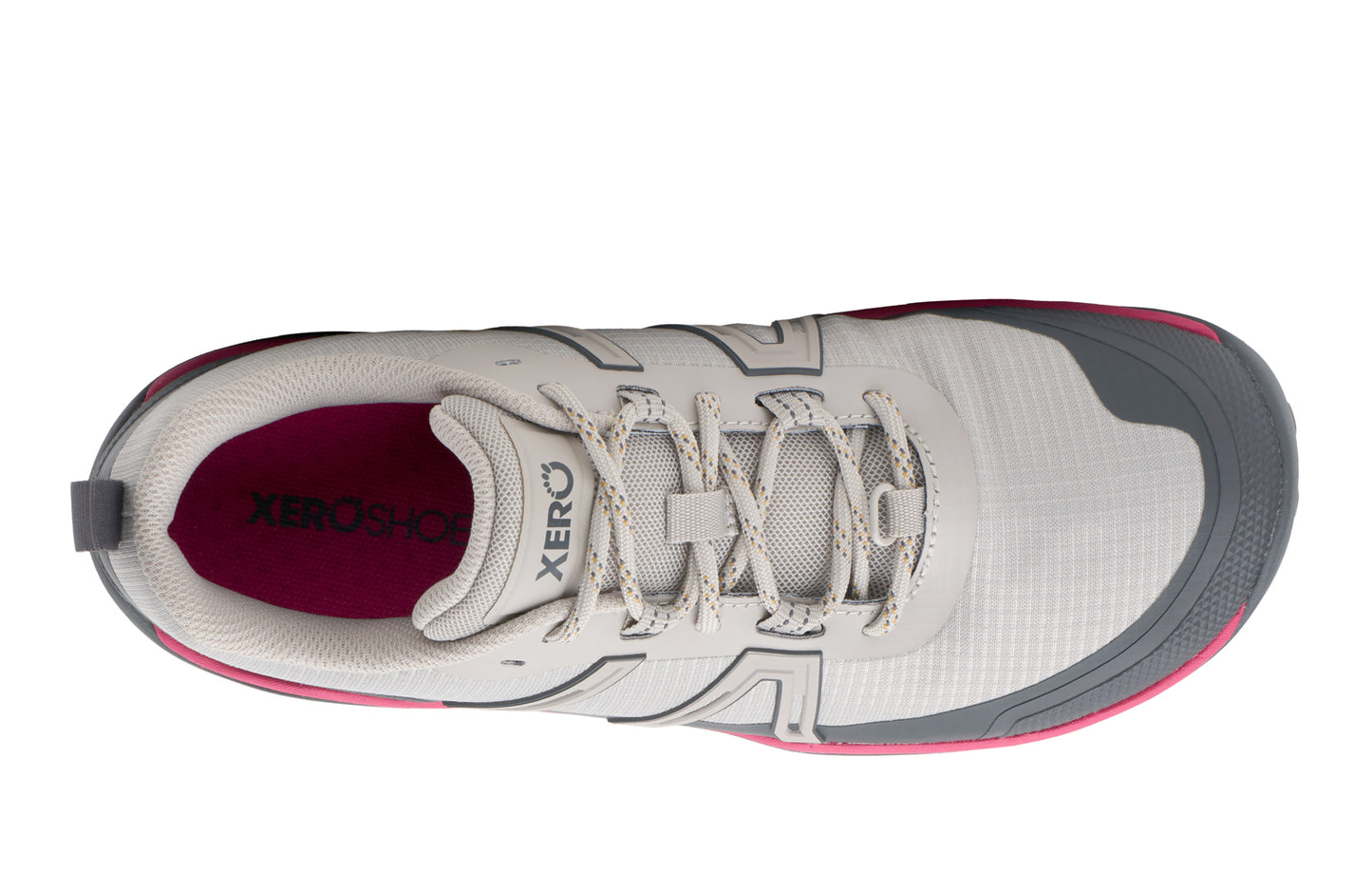 White athletic shoe with gray accents on a white background.  Tru Stride Co brings Xero Shoes to Canada