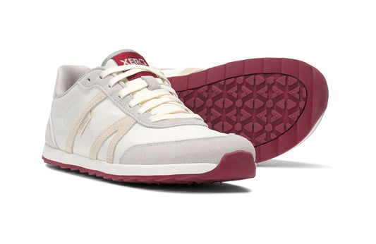 Xero Shoes Canada, specifically women’s barefoot shoes Canada. These minimalist shoes have flexible soles, wide toe boxes, and zero drop. Pair view of Xero's Wynn in Tan/Pink/Sand/Red, a casual sneaker